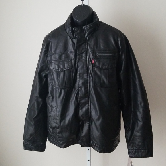 levi's men's smooth lamb touch faux leather classic trucker jacket
